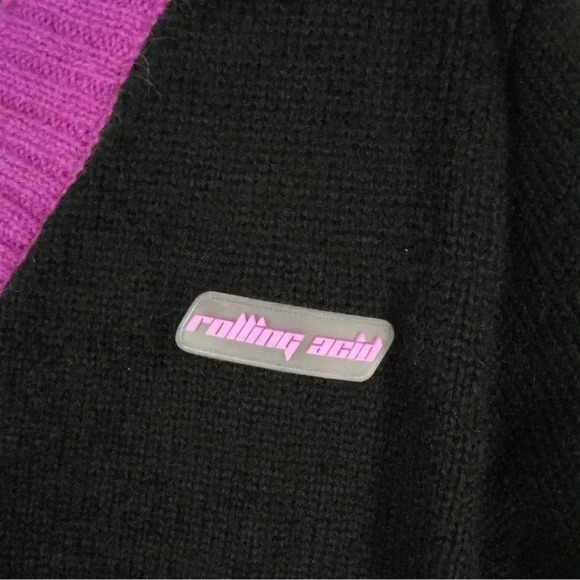 NWT Rolling Acid Knit Purple Black Mohair Wool Cardigan Sweater - Picture 2 of 6